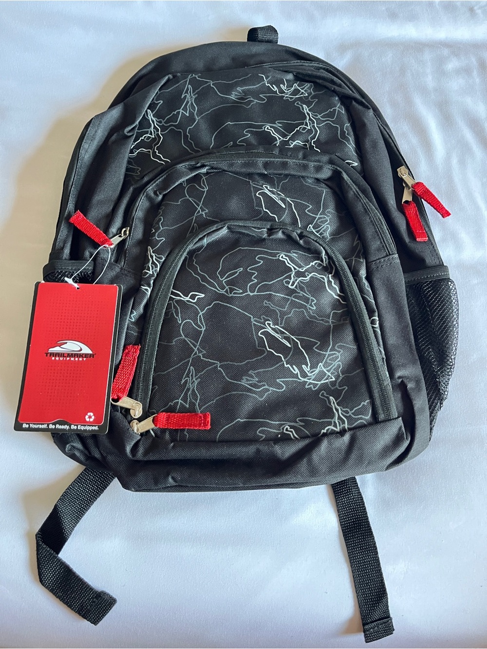 Trailmaker Backpack Black Red Camo Multi-Pocket 600D Padded School Book Bag New - Picture 16 of 16
